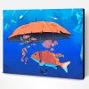 Fish Holding An Umbrella Paint By Number