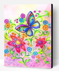 Flowers And Butterfly Paint By Number