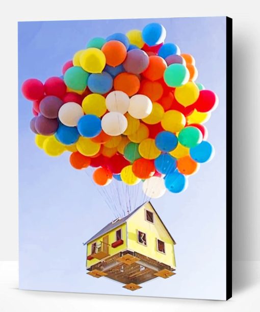 Flying House Balloons Paint By Number