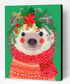 Hedgehog Celebrating Christmas Paint By Number