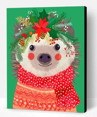 Hedgehog Celebrating Christmas Paint By Number