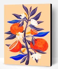 Orange And Flowers Paint By Number