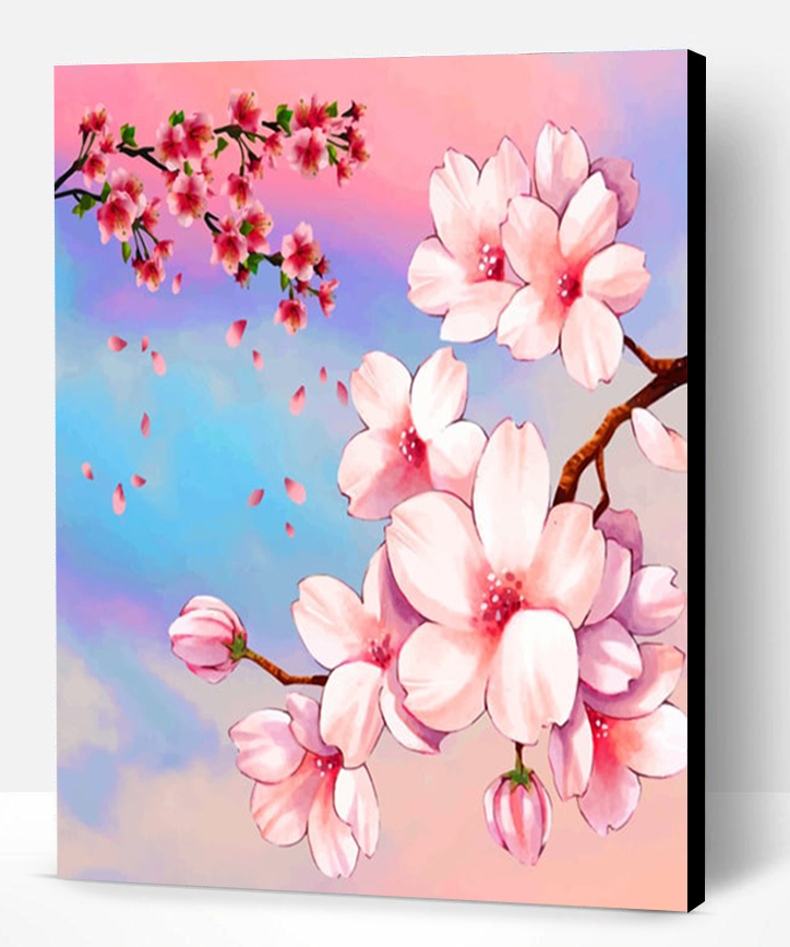 Pink Cherry Blossoms - Flowers Paint By Number - Paint By Numbers PRO