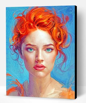 Red Head Beautiful Lady Paint By Number