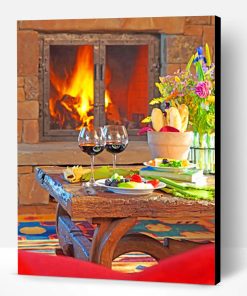 Romantic Fireplace Dinner Paint By Number