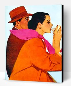 Vintage Couple Drinking Coffee Paint By Number
