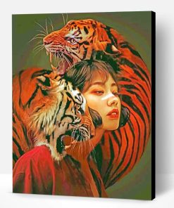 Woman And Tigers Paint By Number