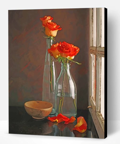 Aesthetic Flowers In A Glass Bottles Paint By Number