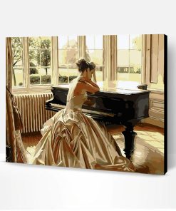 Sad Woman And Piano Paint by number
