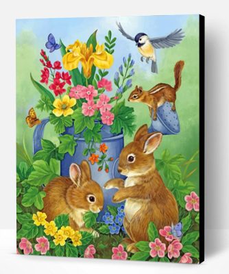 Bunnies In Garden Paint By Number