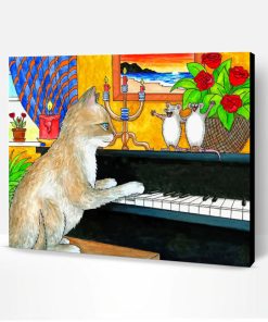 Cat Playing Piano Paint By Number