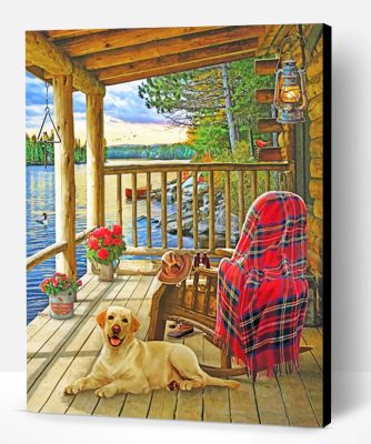 Dog In Wooden Cabin Paint By Number