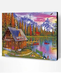 Fishing Cabin Lakeside Paint By Number