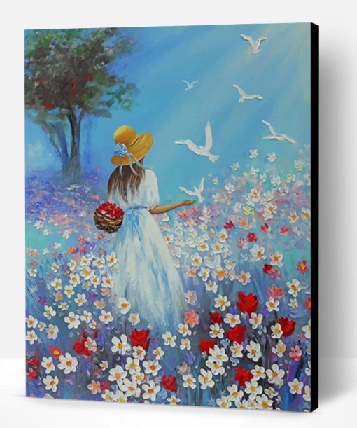 Girl In Flowers Garden Art Paint By Number