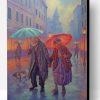 Old Couple In The Rain Paint By Number