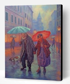 Old Couple In The Rain Paint By Number
