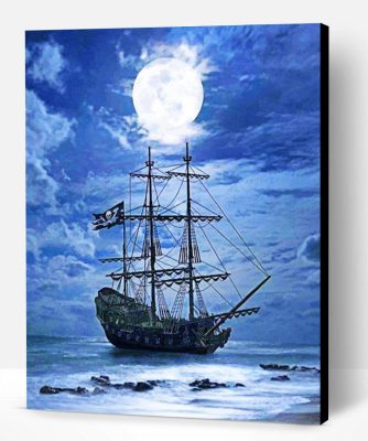 Pirate Ship Moonlight Paint By Number