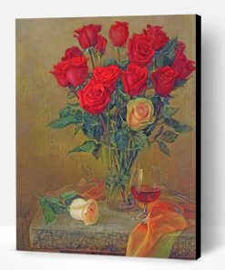 Red Roses In Glass Paint By Number