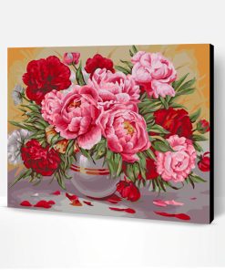 Red And Pink Peonies Vase Paint By Number