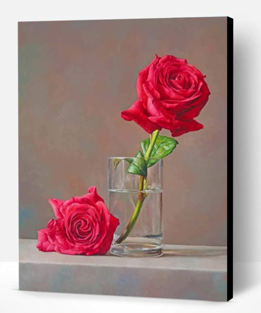 Rose Flower In Glass Paint By Number