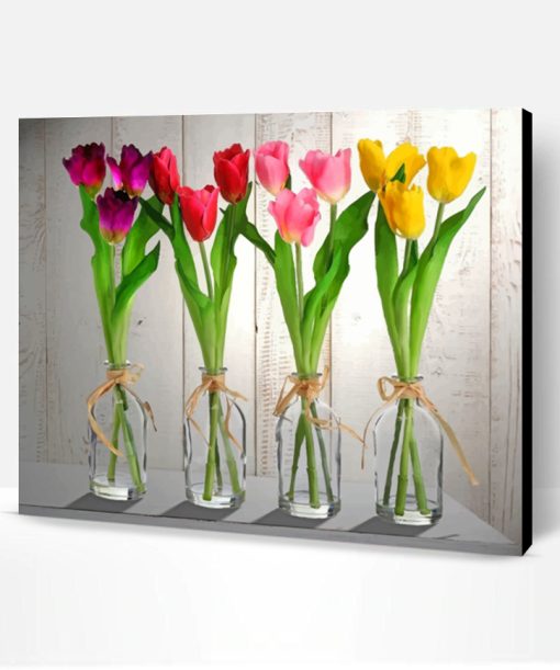 Tulips In Glass Vases Paint By Number