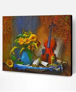 Violin And Flowers Still Life Paint By Number