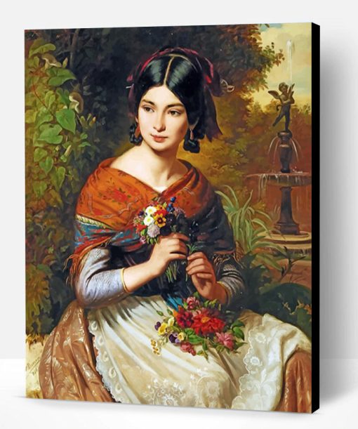 Woman With Flowers Paint By Number