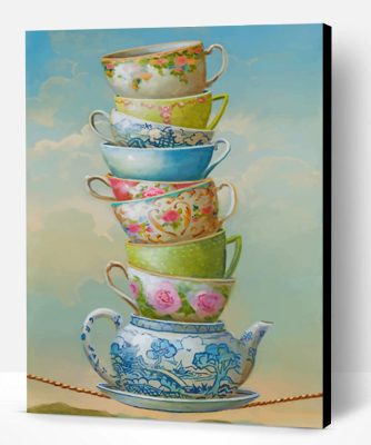 Aesthetic Teapot And Cups Paint By Number