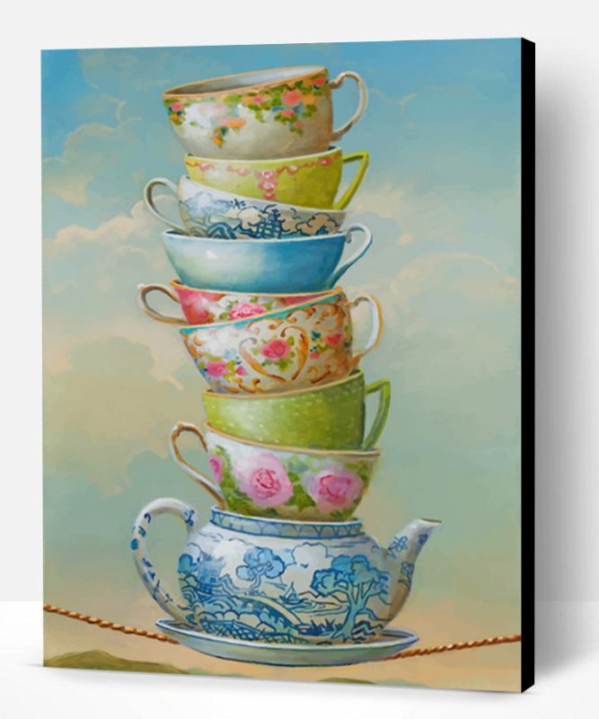 Aesthetic Teapot And Cups Paint By Number