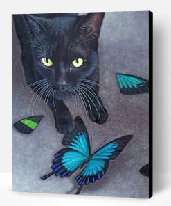 Black Cat And Butterflies Paint By Number