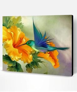 Hummingbird And Yellow Flower Paint By Number