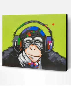 Monkey Wearing Headphones Paint By Number