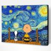 Starry Night Snoopy and Charlie Brown Paint By Number