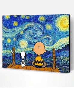Starry Night Snoopy and Charlie Brown Paint By Number
