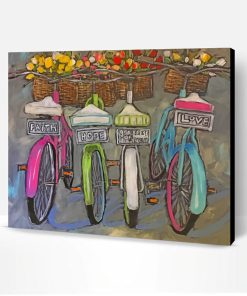 Bikes With Tulips Baskets Paint By Number