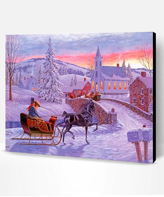 Christmas Horse Sleigh Paint By Number