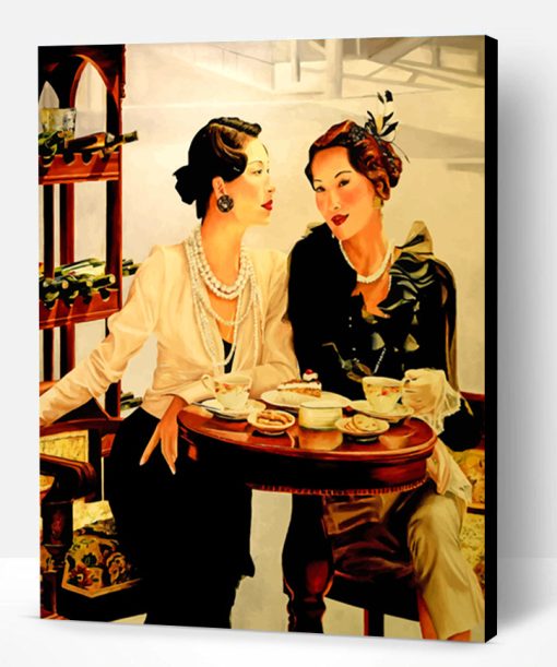 Classic Women Drinking Coffee Paint By Number