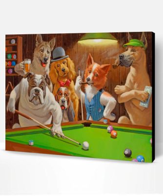 Dogs Playing Pool Paint By Number