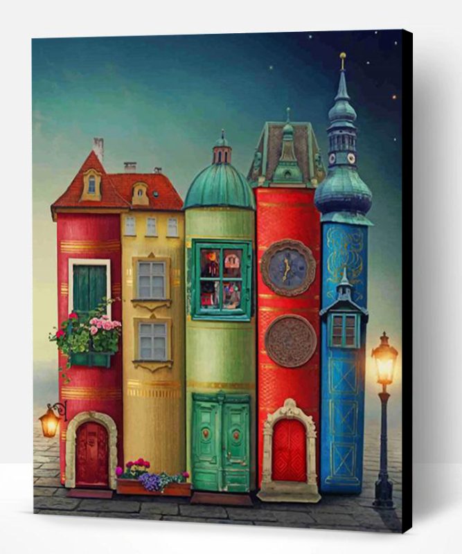Fantasy Books Houses Paint By Number