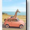 Giraffe In Pink Car Paint By Number