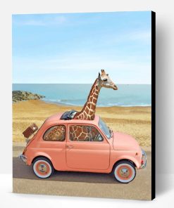 Giraffe In Pink Car Paint By Number