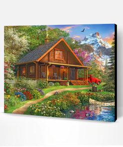 Log Cabin In Forest Paint By Number