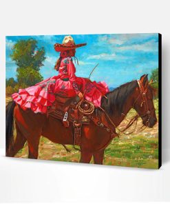 Mexican Woman On Horse Paint By Number