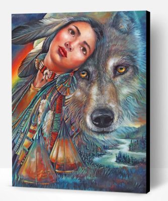 Native American With Wolf Paint By Number