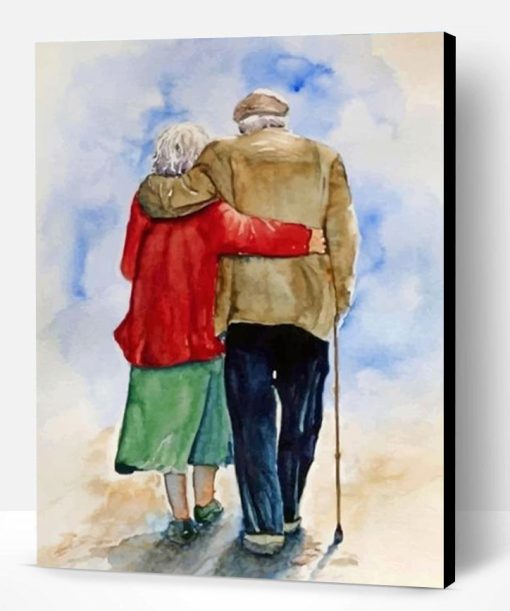 Old Couple Hugging Paint By Number