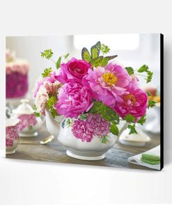 Peonies In Teapot Paint By Number