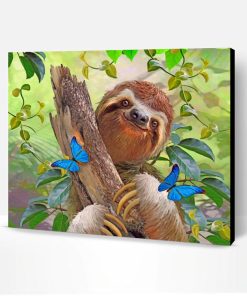 Sloth And Butterflies Paint By Number