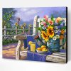 Sunflowers And Lemon On Bench Paint By Number