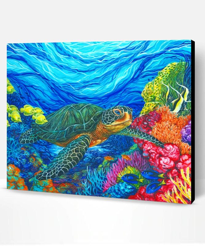 Turtles In Coral Reef Paint By Number