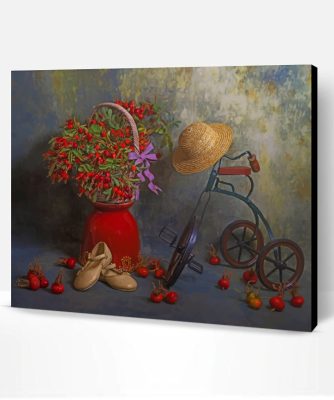 Vintage Bike And Vase Paint By Number